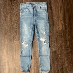 Women's Light Blue Distressed Jeans